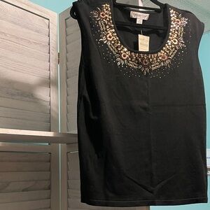 Coldwater Creek Black Blouse with Brown Accents